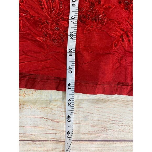 Ann Taylor Women's Red Silk Beaded Cocktail Dress - 8 - Picture 4 of 13